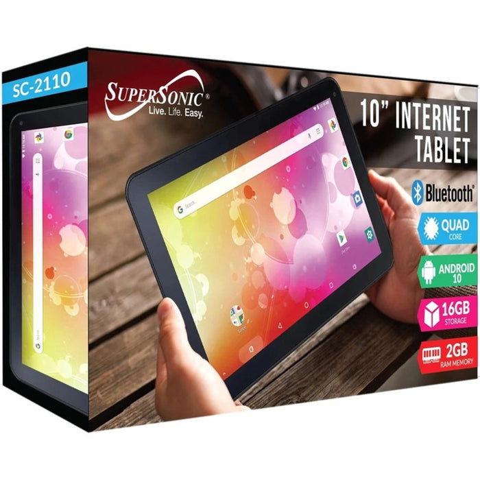 Supersonic SC-2110 Tablet - 10.1" - Cortex A35 Quad-core (4 Core) 1.50 GHz - 2 GB RAM - 16 GB Storage - Android 10 - Black