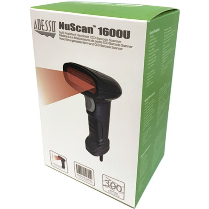 Adesso NuScan 1600U 1D Handheld CCD Barcode Scanner (USB)