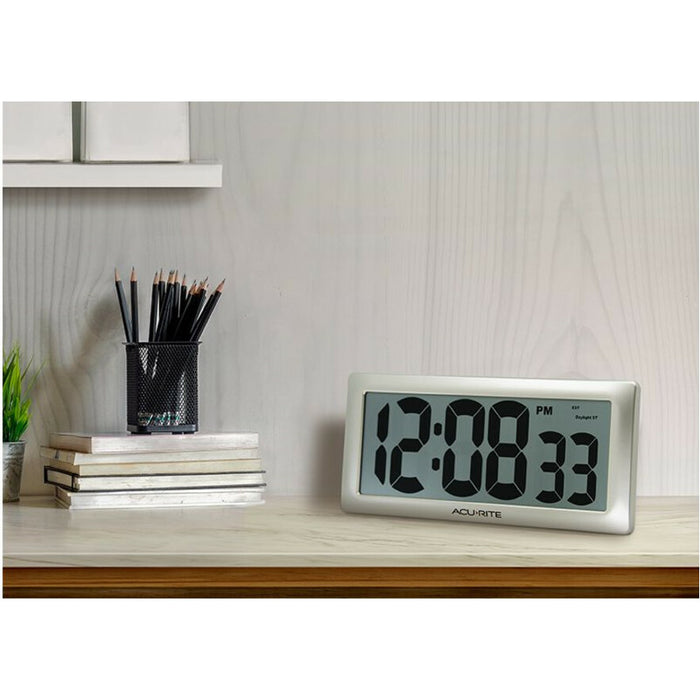 AcuRite 13.5" Large Digital Indoor Wall Clock with Intelli-Time Technology