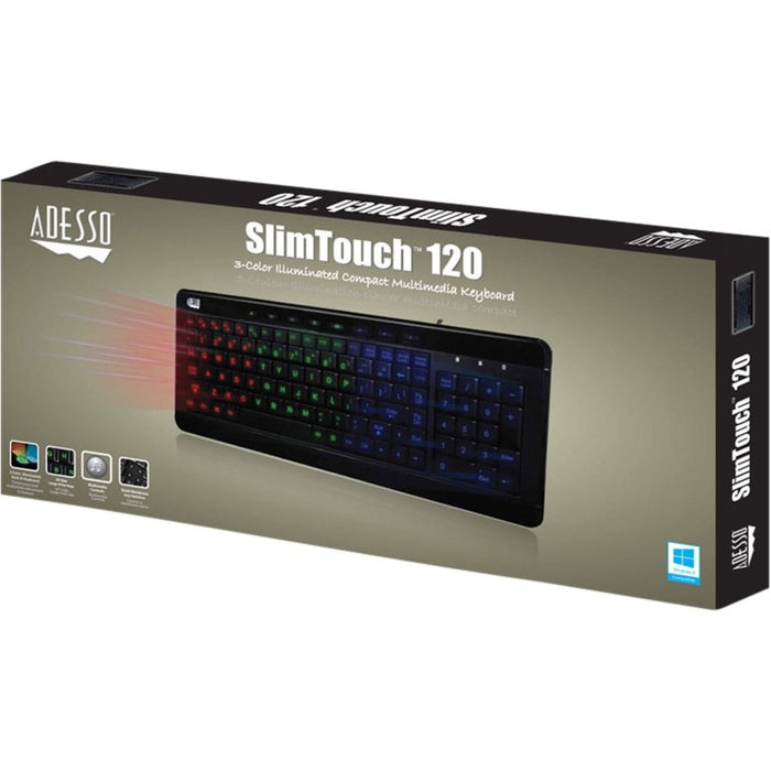 Adesso 3-Color Illuminated Compact Multimedia Keyboard