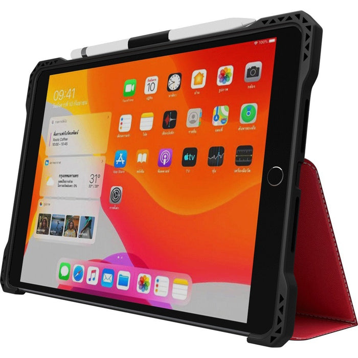 MAXCases Extreme Folio-X Rugged Carrying Case (Folio) for 10.2" Apple iPad Air (2019) Tablet - Red, Clear