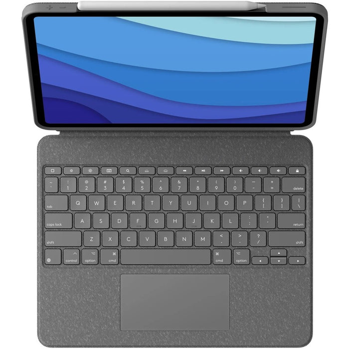 Logitech Combo Touch Keyboard/Cover Case for 11" Apple, Logitech iPad Pro, iPad Pro (2nd Generation), iPad Pro (3rd Generation) Tablet - Oxford Gray