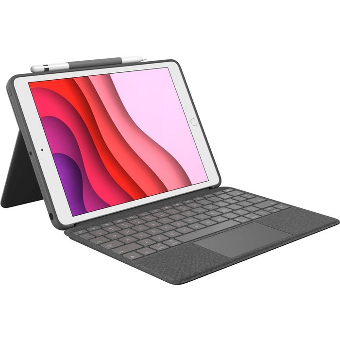 Logitech Combo Touch Keyboard/Cover Case for 12.9" Apple, Logitech iPad Pro (5th Generation) Tablet - Oxford Gray