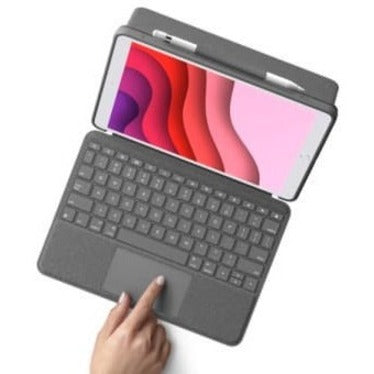 Logitech Combo Touch Keyboard/Cover Case for 12.9" Apple, Logitech iPad Pro (5th Generation) Tablet - Oxford Gray