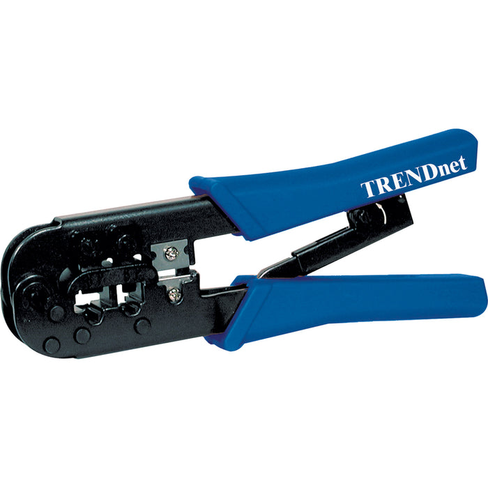 TRENDnet Crimping Tool, Crimp, Cut, And Strip Tool, For Any Ethernet or Telephone Cable, Built-In Cutter And Stripper, 8P-RJ-45 And 6P-RJ-12, RJ-11, All Steel Construction, Black, TC-CT68