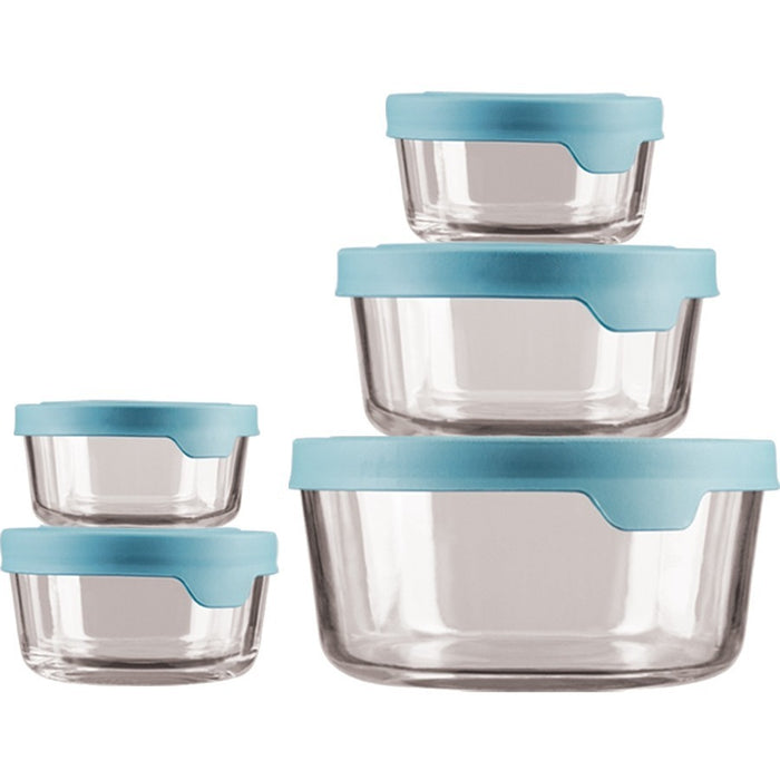 Anchor Hocking TrueSeal Food Storage With Mineral Blue Lids, 10 Piece Set