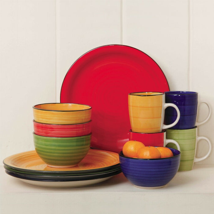 Gibson Home Color Vibes 12 Piece Round Dinnerware Set, Assorted Colors