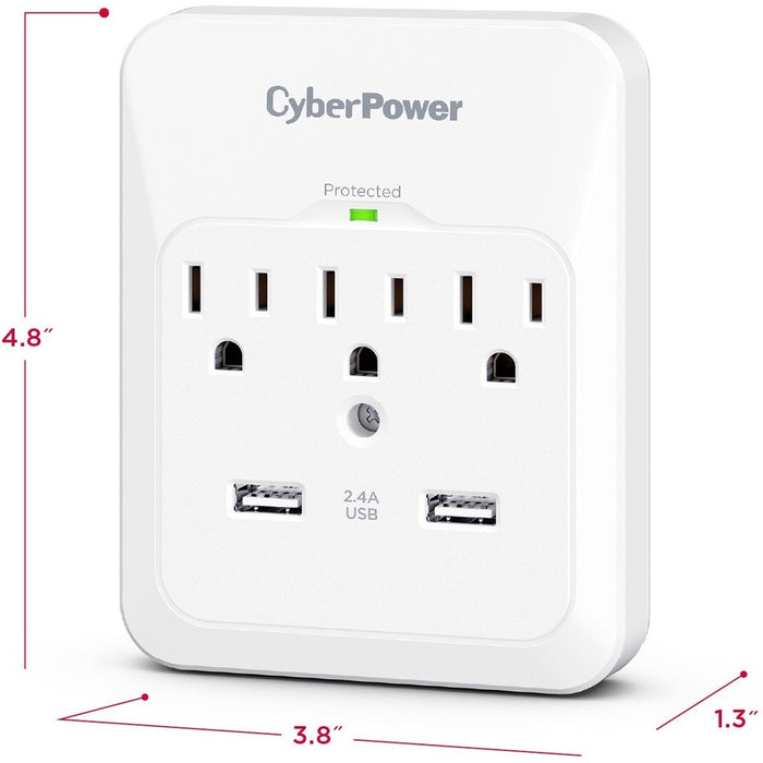 CyberPower CSP300WUR1 Professional 3 - Outlet Surge with 600 J