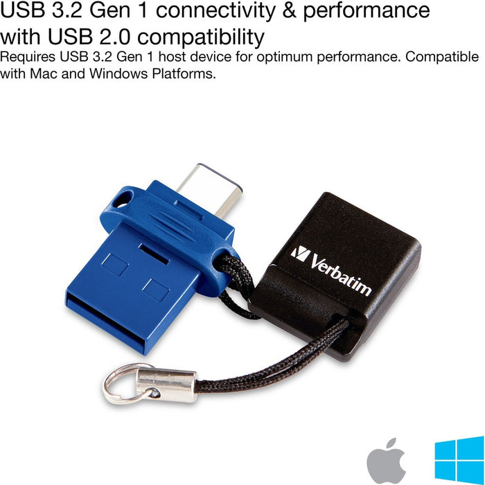 64GB Store 'n' Go Dual USB 3.0 Flash Drive for USB-C&trade; Devices - Blue
