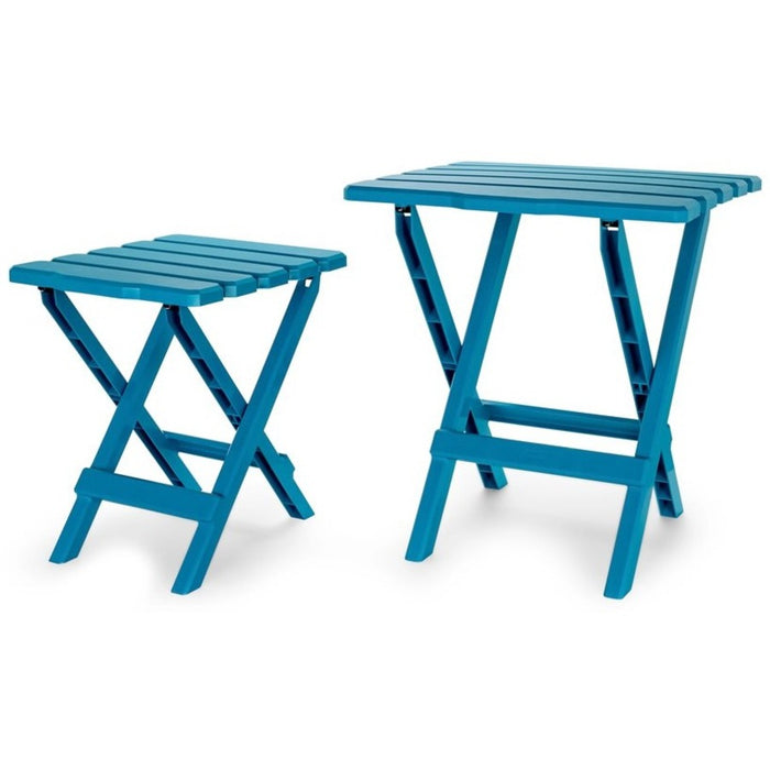 Camco Quick-Folding Plastic Adirondack Style Table, Small Aqua