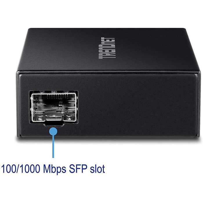 TRENDnet 1000BASE-T to SFP Fiber Media Converter; Gigabit Ethernet to SFP Media Converter; 4Gbps Switching Capactiy; TFC-GSFP