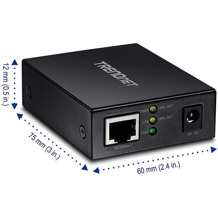 TRENDnet 1000BASE-T to SFP Fiber Media Converter; Gigabit Ethernet to SFP Media Converter; 4Gbps Switching Capactiy; TFC-GSFP