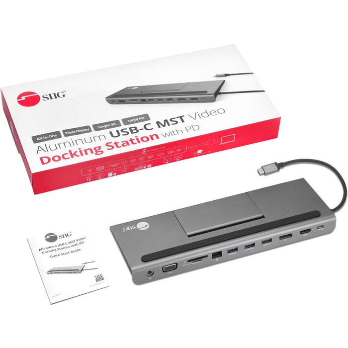 SIIG Aluminum USB-C MST Video Docking Station with 100W PD