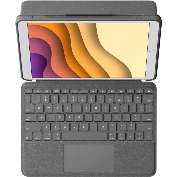 Logitech Combo Touch Keyboard/Cover Case for 10.2" Apple, Logitech iPad (7th Generation) Tablet - Graphite