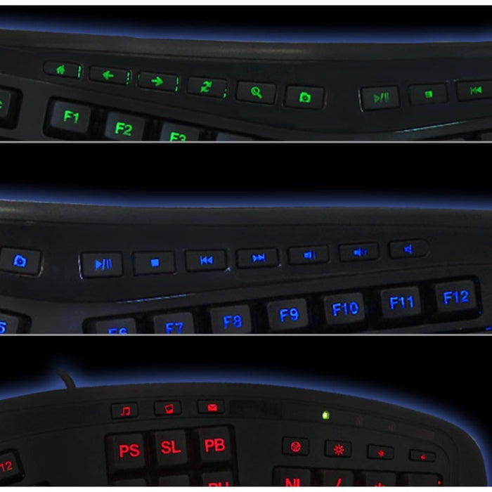 Adesso Color Illuminated Ergonomic Keyboard