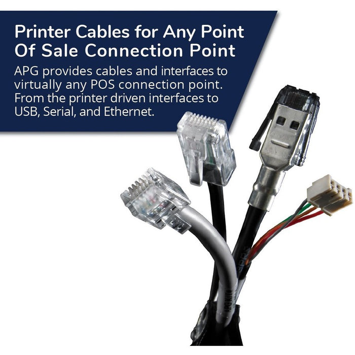 apg Printer Interface Cable | CD-102B Cable for Cash Drawer to Printer | 1 x RJ-12 Male - 1 x RJ-45 Male | Connects to TPG and Ithaca Printers
