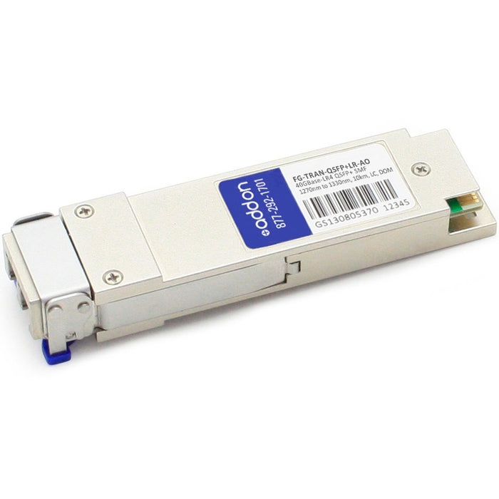 AddOn Fortinet FG-TRAN-QSFP+LR Compatible TAA Compliant 40GBase-LR4 QSFP+ Transceiver (SMF, 1270nm to 1330nm, 10km, LC, DOM)