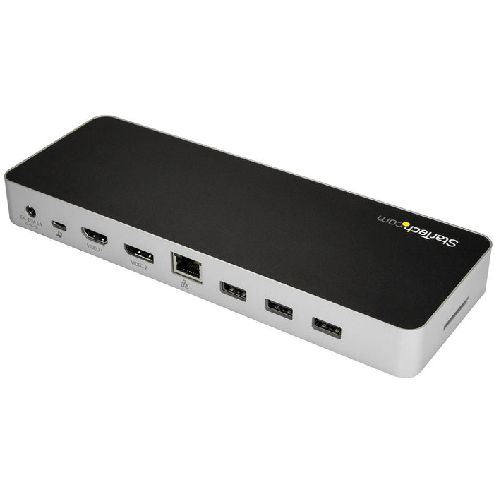 Star Tech.com USB C Dock - 4K Dual Monitor HDMI & DisplayPort USB Type-C Docking Station - 60W Power Delivery, SD, 4-port USB 3.0 Hub, GbE