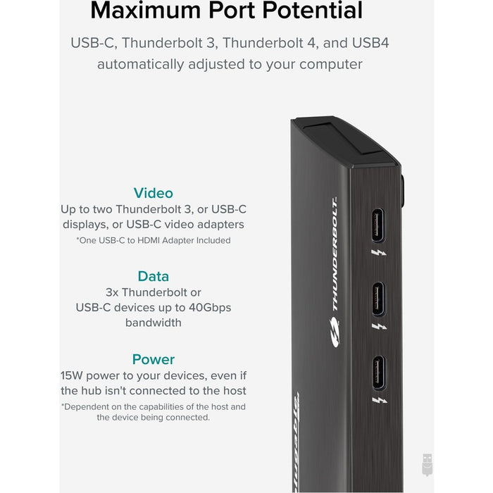 Plugable 4-Port Thunderbolt 4 Hub, Connect & Charge on Each Downstream TBT4 / USB4 Port