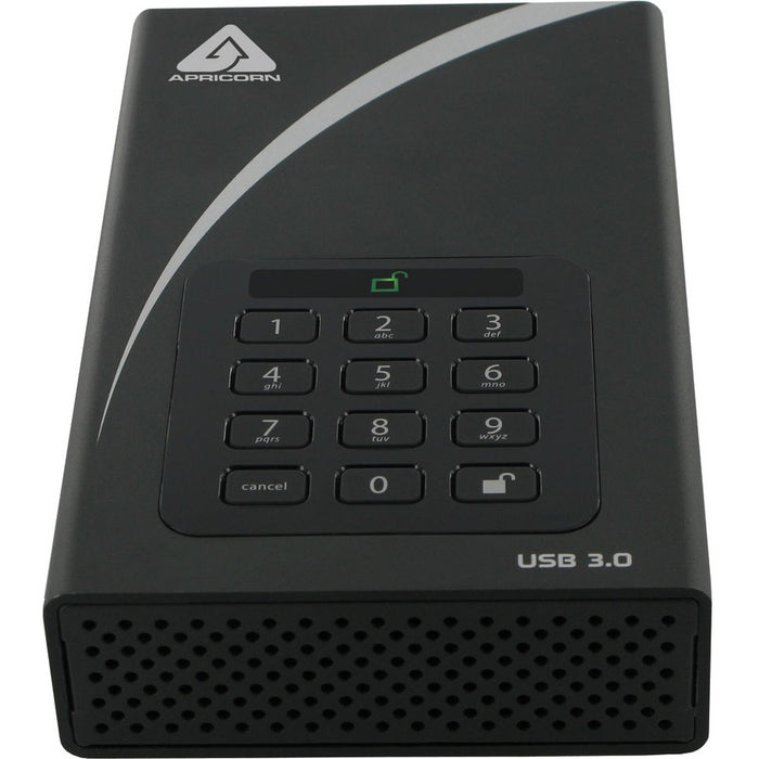 Apricorn Aegis Padlock DT ADT-3PL256-12TB 12 TB Desktop Hard Drive - External - Black - TAA Compliant