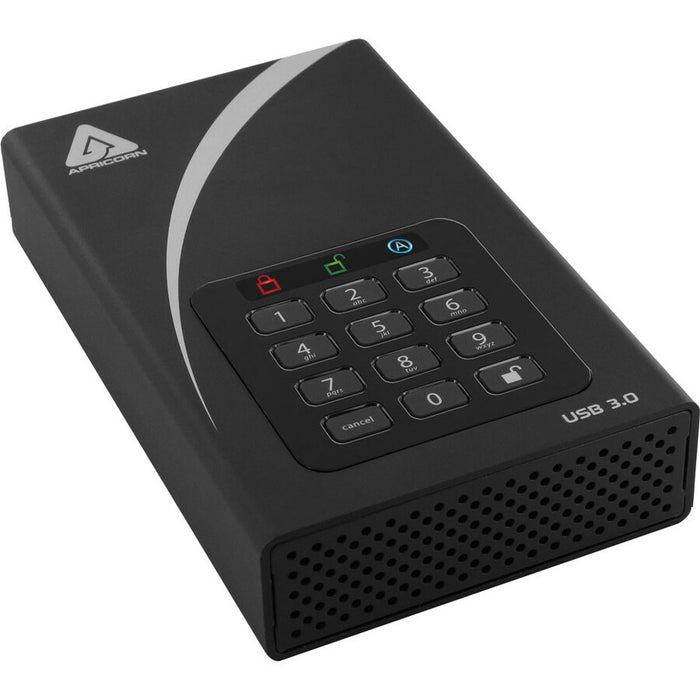 Apricorn Aegis Padlock DT ADT-3PL256-12TB 12 TB Desktop Hard Drive - External - Black - TAA Compliant