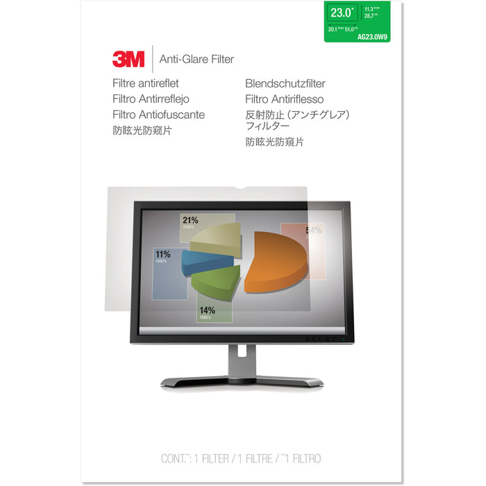 3M Anti-Glare Filter for 23in Monitor, 16:9, AG230W9B Clear, Matte