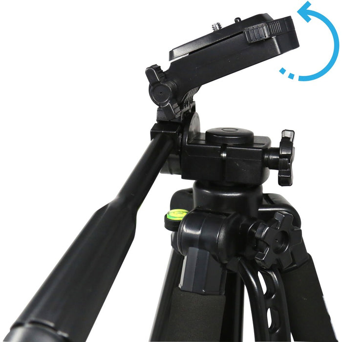NETPATIBLES - IMSOURCING Full Size TRIPOD Light-weight, Durable 3-Way Pan and Tilt Head, Soft Grip Non-Slip Pads on All Legs, Quick Release Mount for DSLRs and Video Cameras, With Small Black Easy Carry Sporty Bag, Black