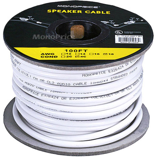 Monoprice 100ft 18AWG CL2 Rated 4-Conductor Loud Speaker Cable (For In-Wall Installation)