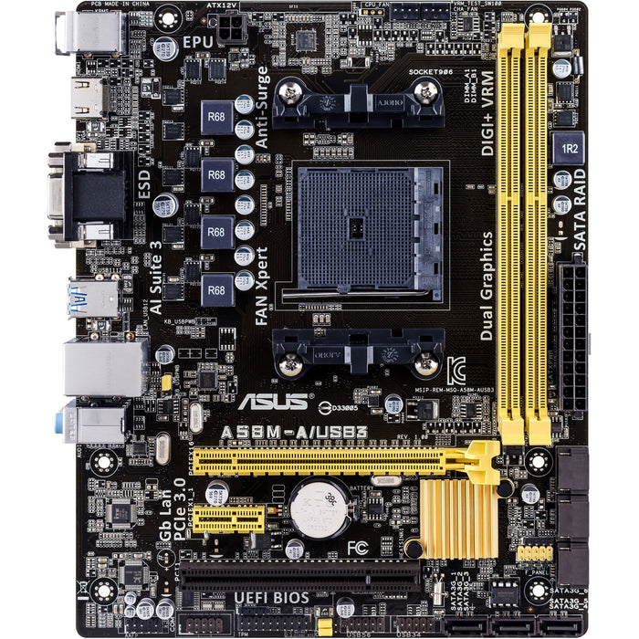 Asus A58M-A/USB3 Desktop Motherboard - AMD A58 Chipset - Socket FM2+ - Micro ATX