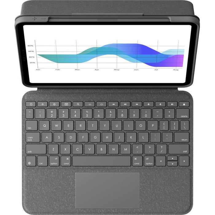 Logitech Folio Touch Keyboard/Cover Case (Folio) for 11" Apple iPad Pro, iPad Pro (2nd Generation) Tablet - Graphite