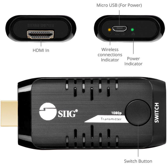 SIIG 10x1 1080p Wireless HDMI Extender 66ft - Transmitter