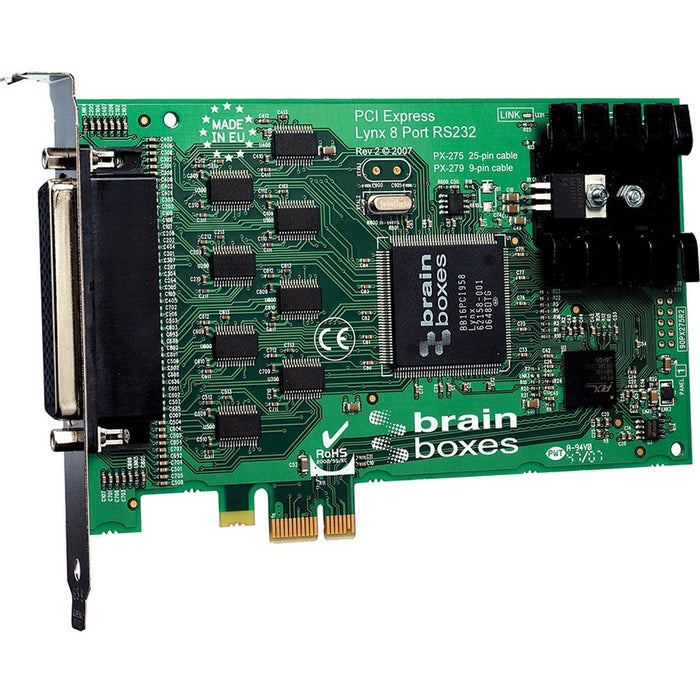 Brainboxes 8 Port RS232 PCI Express Serial Card 25 Pin Connectors