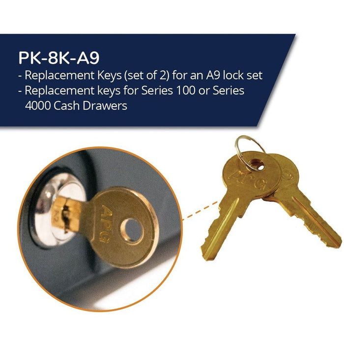 APG Cash Drawer PK-8K-A9 Key Set