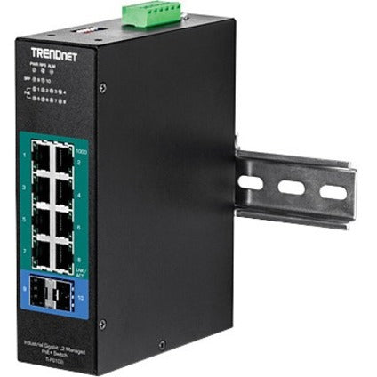 TRENDnet 10-Port Industrial Gigabit L2 Managed PoE+ DIN-Rail Switch 24 - 57V