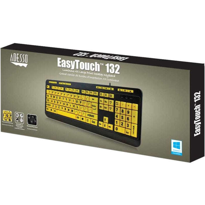 Adesso Luminous 4X Large Print Multimedia Desktop Keyboard