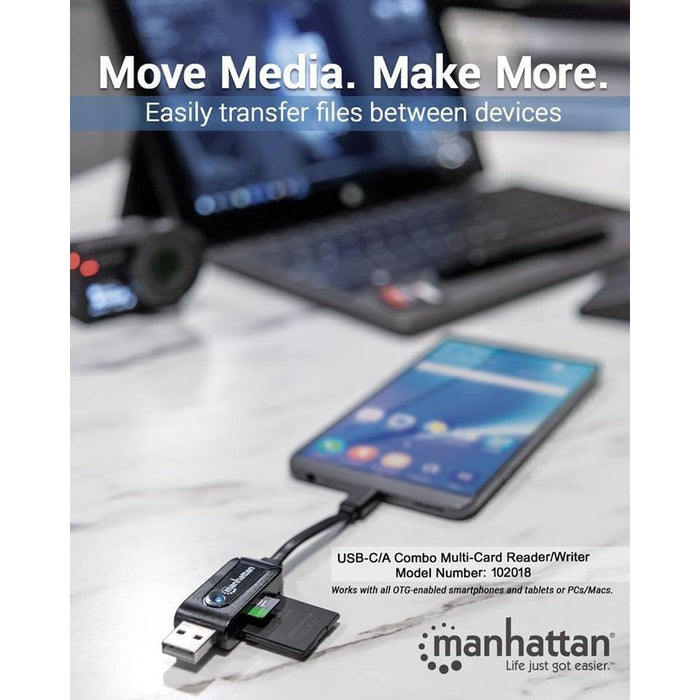 Manhattan USB-C/A Combo Multi-Card Reader/Writer