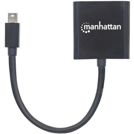 Manhattan Mini DisplayPort 1.2a to DVI-I Dual-Link Adapter Cable, 4K@30Hz, Active, 19.5cm, Male to Female, Compatible with DVD-D, Black, Three Year Warranty, Polybag