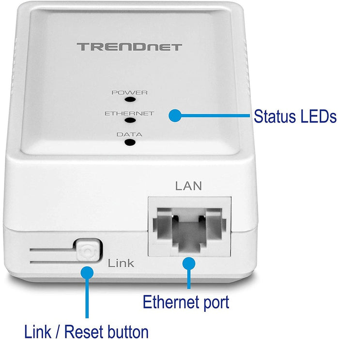 TRENDnet Powerline 500 AV Nano Adapter; TPL-406E; Includes 1 x TPL-406E Adapter; Cross Compatible with Powerline 600/500/200;Windows 10; 8.1; 8; 7; Vista; XP; Ethernet Port; Plug & Play Install