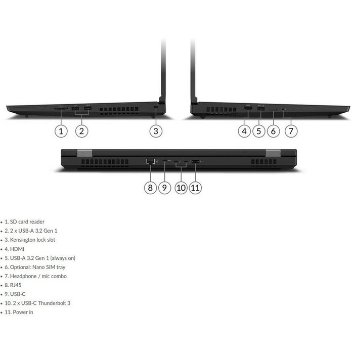 Lenovo ThinkPad P17 Gen 1 20SN003XUS 17.3" Mobile Workstation - Full HD - 1920 x 1080 - Intel Core i7 10th Gen i7-10750H Hexa-core (6 Core) 2.60 GHz - 8 GB Total RAM - 256 GB SSD - Black