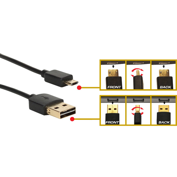 QVS Premium Sync/Charging USB/Micro-USB Data Transfer Cable