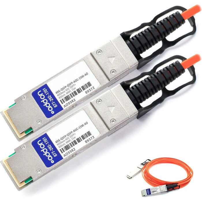 AddOn Brocade Compatible TAA Compliant 40GBase-AOC QSFP+ to QSFP+ Direct Attach Cable (850nm, MMF, 15m)