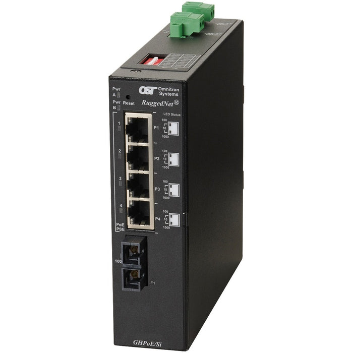 Omnitron Systems RuggedNet Unmanaged Industrial Gigabit High Power 60W PoE, MM SC, RJ-45, Ethernet Fiber Switch