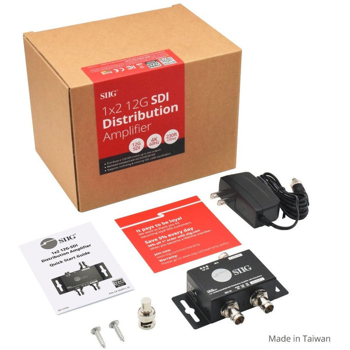 SIIG 1x2 12G SDI Distribution Amplifier - 70M