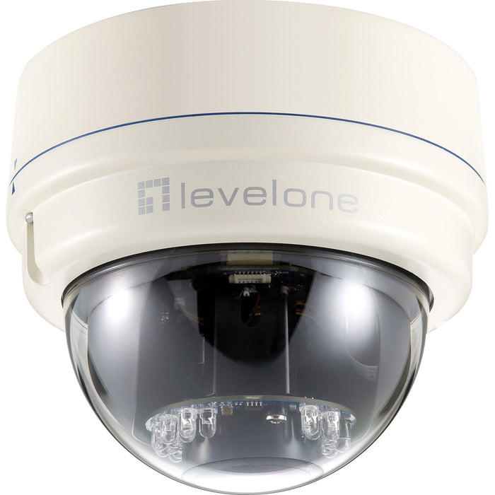 LevelOne 2-Megapixel FCS-3081 10/100 Mbps PoE SD/SDHC Card Slot Day/Night IP Dome Network Camera
