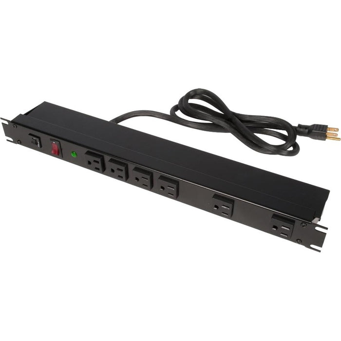 Rack Solutions 15A Power Strip, Rear Outlets w/ Surge, 15ft Cord
