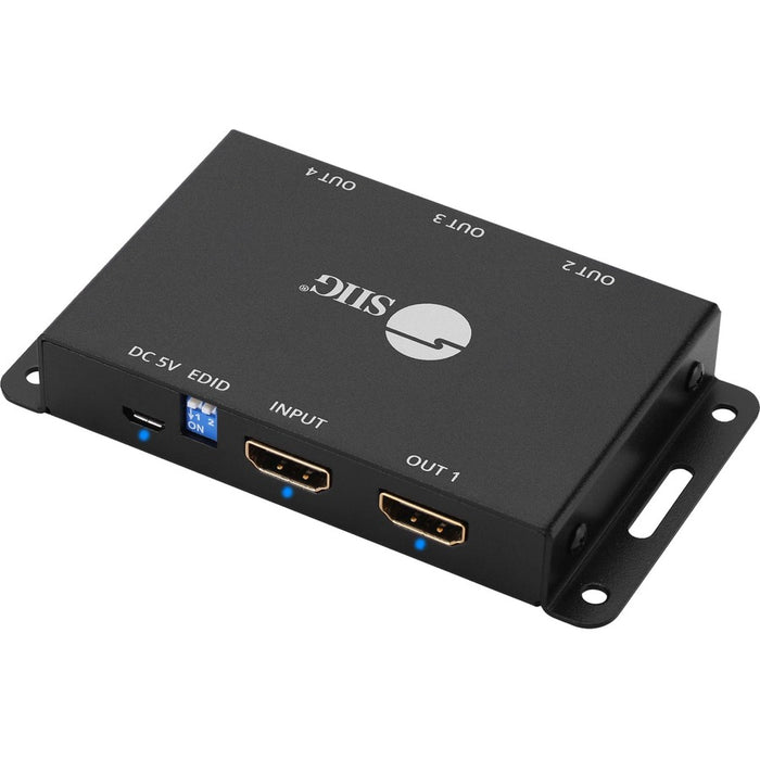 SIIG 4 Port HDMI 2.0 HDR Mini Splitter Amplifier with EDID Management