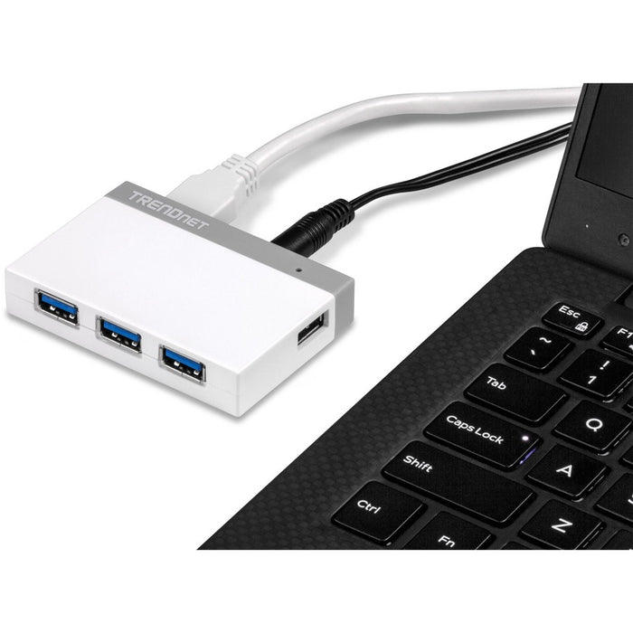 TRENDnet 4-Port USB 3.0 Ultra-Mini Hub, 1M (3ft. USB 3.0 cable), Up to 5Gbps, Power Adapter Included, Plug &Play, Backwards Compatibility with USB 2.0/USB 1.1, TU3-H4