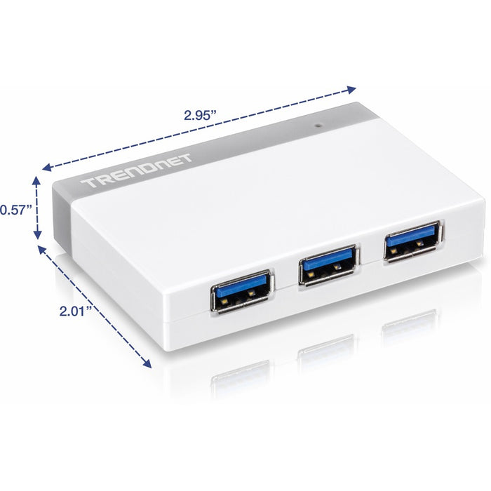 TRENDnet 4-Port USB 3.0 Ultra-Mini Hub, 1M (3ft. USB 3.0 cable), Up to 5Gbps, Power Adapter Included, Plug &Play, Backwards Compatibility with USB 2.0/USB 1.1, TU3-H4