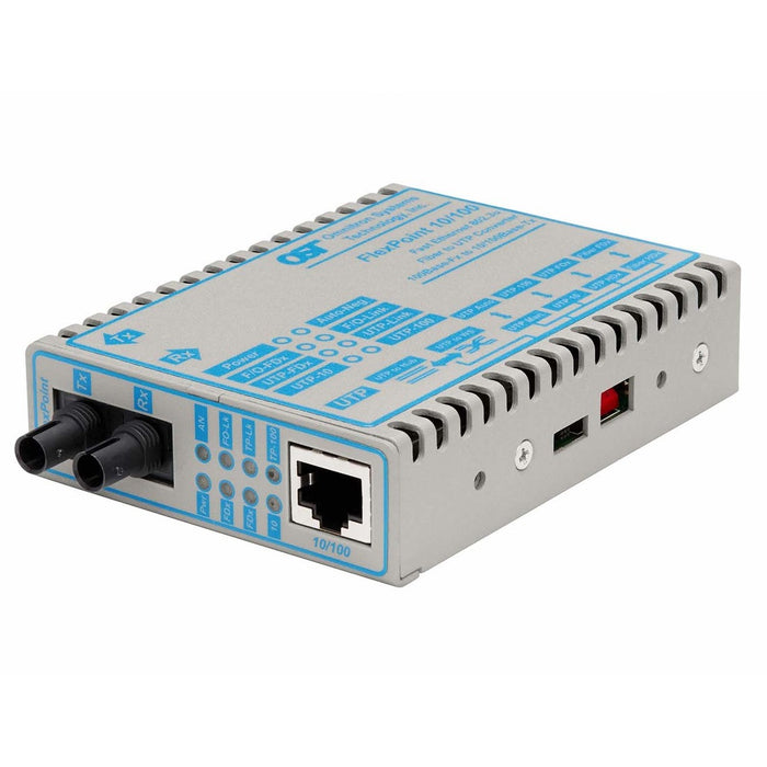FlexPoint 10/100 Ethernet Fiber Media Converter RJ45 ST Multimode 5km Wide Temp