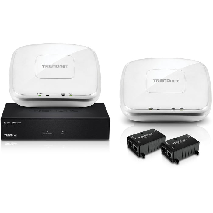 TRENDnet N300 Wireless Controller Kit,LAN Controller, N300 Access Points, PoE Injectors, Captive Portal, Fast Roaming, Manage up to 128 Access Points, TEW-755AP2KAC